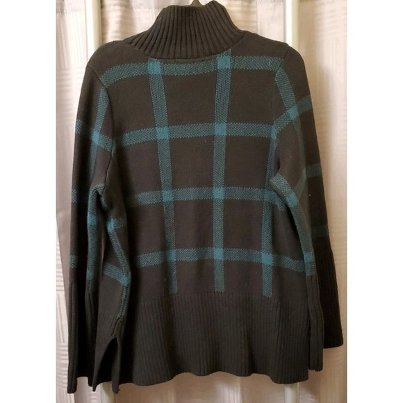 Free Assembly Mock Turtleneck Med Black & Green Checked Cozy Warm‎ Winter - Picture 5 of 6